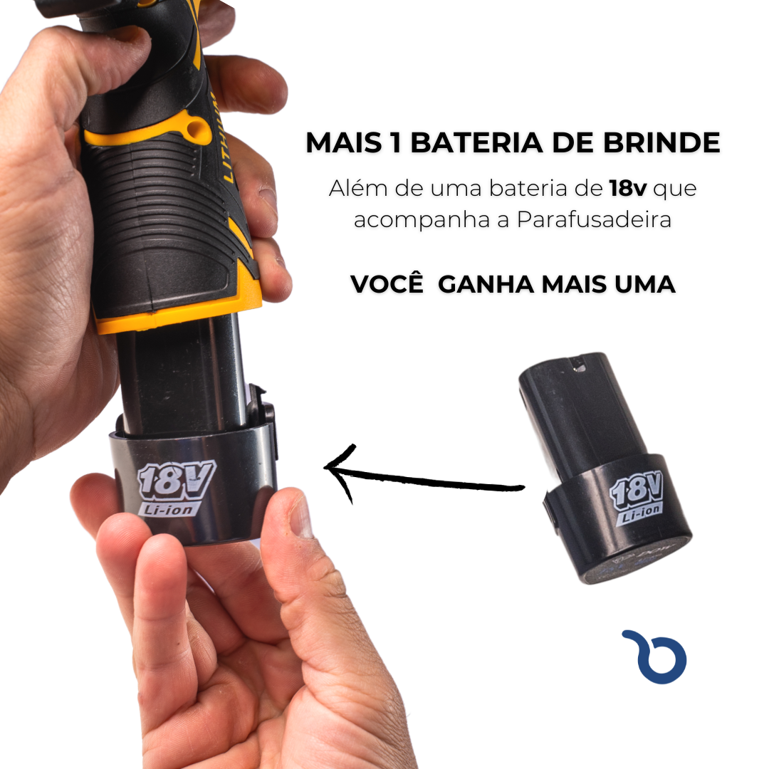 Parafusadeira Elétrica a Bateria + Kit de Acessórios