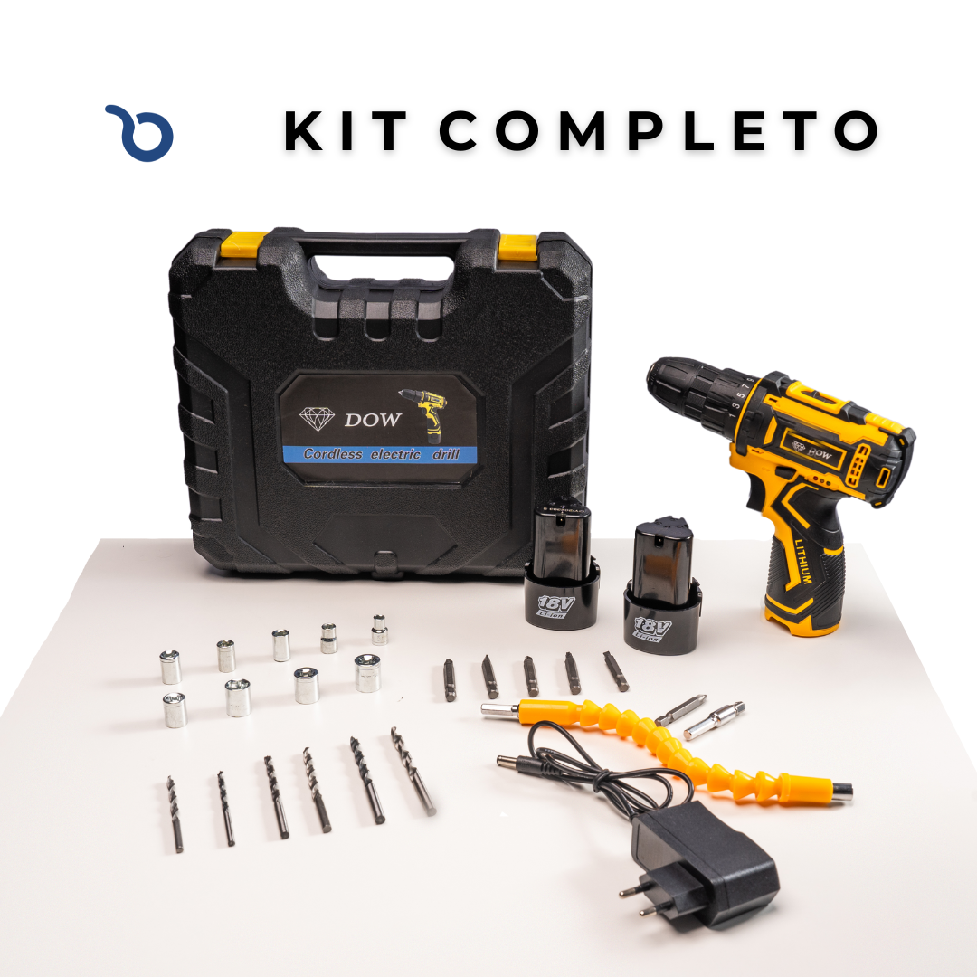 Parafusadeira Elétrica a Bateria + Kit de Acessórios